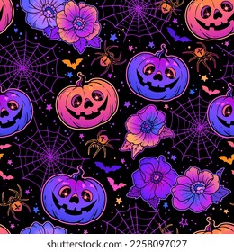 Seamless vector pattern of halloween pumpkins