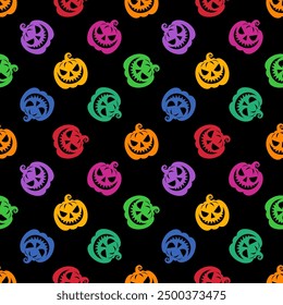 Seamless vector pattern with Halloween pumpkins. Holiday print for textiles, fabrics, covers, paper, wrappers and other surfaces.