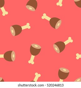 Seamless vector pattern with ham on red for wrapping, kraft, cards, textile, print