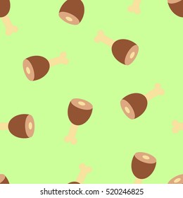 Seamless vector pattern with ham on green for wrapping, kraft, cards, textile, print