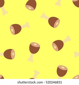 Seamless vector pattern with ham on yellow for wrapping, kraft, cards, textile, print