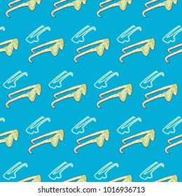 Seamless vector pattern with hand drawn sunglasses in vivid colors. Vector illustration for t shirt, textile design, for all over printing. Trendy digital craft - sequined embroidery, darn fabric. 
