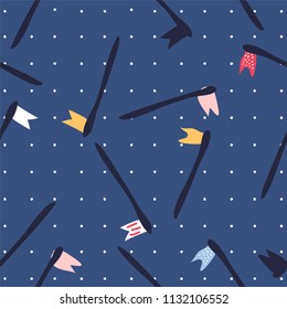 Seamless vector pattern with hand drawn flags. Summer bright background for fabric design.