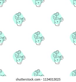 Seamless vector pattern with hand drawn cactus. Perfect for fabrics, backgrounds, etc.