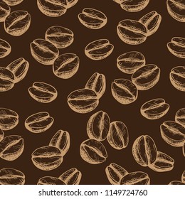 seamless vector pattern with hand drawn coffee beans