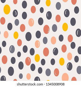 Seamless vector pattern with hand drawn colorful circles for packaging, covers, cards, textile