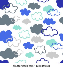 Seamless vector pattern with hand drawn clouds