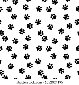 Seamless vector pattern with hand drawn paw prints