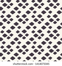 Seamless vector pattern. Hand drawn grid diamond surface texture. Repeating harlequin background swatch. Monochrome polygon all over print. Classic geo shapes. Modern trendy geometric fabric wallpaper