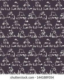 Seamless vector pattern. Hand drawn script textured triangle. Repeating geo background. Monochrome surface design textile swatch. Modern geometric grid black white wallpaper. Scribbles all over print