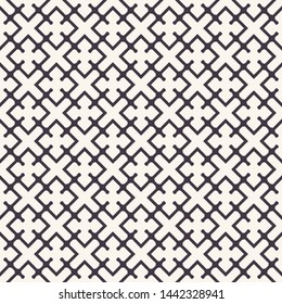 Seamless vector pattern. Hand drawn square lattice grid . Repeating geo background. Monochrome surface design textile swatch. Modern geometric grid black white wallpaper. Connected all over print