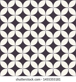 Seamless Vector Pattern. Hand Drawn Flower 4 Petal Lattice Grid . Repeating Trellis Background. Monochrome Geometric Textile Design Swatch. Modern Trendy Monochrome Wallpaper. Mesh All Over Print
