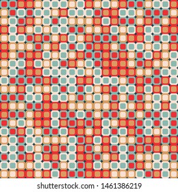Seamless vector pattern. Hand drawn square geometric mosaic grid. Modern all over print retro swatch