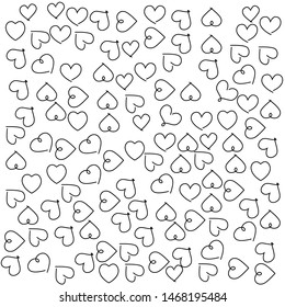 Seamless vector pattern with hand drawn doodle hearts. Valentines Day design.