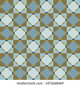  Seamless vector pattern. Hand drawn square geometric mosaic grid. Modern all over print retro swatch
