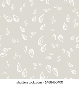 Seamless Vector Pattern. Hand Drawn ink drops with neutral background. Doodles