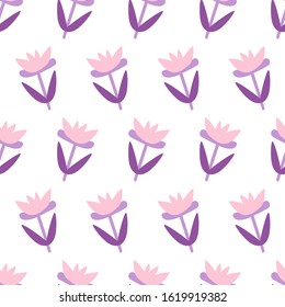 Seamless vector pattern with hand drawn floral elements. Colorful spring texture