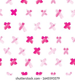 Seamless vector pattern with hand drawn brush strokes in pink