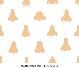 Seamless vector pattern of hand drawn illustrations of various shapes of noses