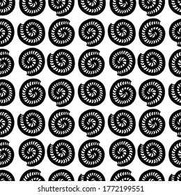 Seamless vector pattern. Hand drawn black fractals pattern. Trendy and minimalistic elements. Interesting and positive.
