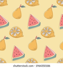 Seamless vector pattern with hand drawn fruits