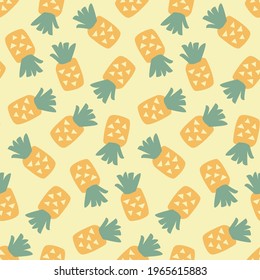 Seamless vector pattern with hand drawn pineapples