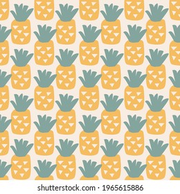 Seamless vector pattern with hand drawn pineapples