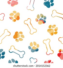 Seamless vector  pattern with hand drawn water colour animal footprints. Elegant template for fashion prints.