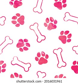 Seamless vector  pattern with hand drawn water colour animal footprints. Elegant template for fashion prints.