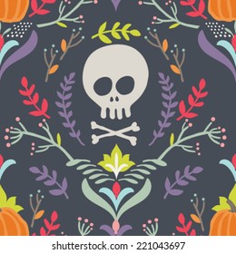 Seamless vector pattern. Hand drawn Halloween background