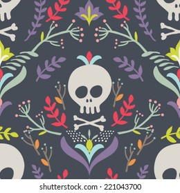 Seamless vector pattern. Hand drawn Halloween background