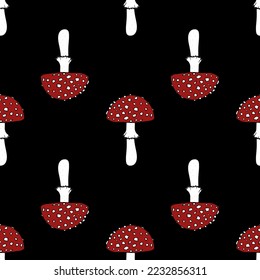 Seamless vector pattern with hand drawn mushrooms.