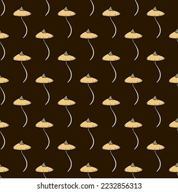 Seamless vector pattern with hand drawn mushrooms.