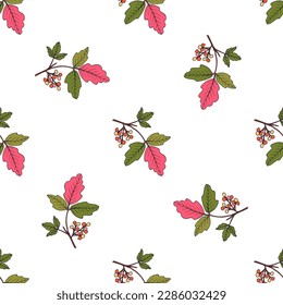 Seamless vector pattern with hand drawn Pacific, or western poison oak (Toxicodendron diversilobum), medicinal plant. Vector illustration