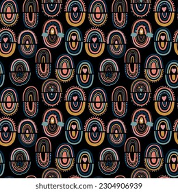 Seamless vector pattern with hand drawn colors rainbows Trendy baby texture for fabric textile wallpaper apparel wrapping