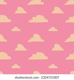Seamless vector pattern of hand drawn cute clouds. Design of repeating  magic clouds for printing scrapbooking paper, fabric, wallpapers, backgrounds. 