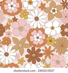 Seamless vector pattern with hand drawn decorative vintage flowers. Perfect for textile, wallpaper or print design.
