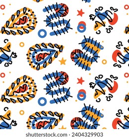 Seamless vector pattern with hand drawn abstract elements. Scandinavian style.