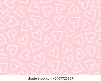 Seamless vector pattern with hand drawn hearts. Valentine's day background, cover template.