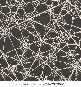 Seamless vector pattern hand drawn endless spiderweb, great for Halloween decor, textile, scrapbook