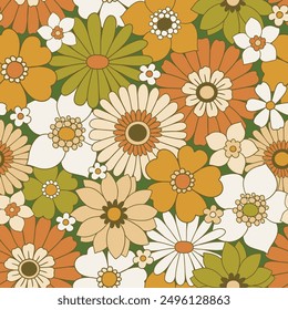 Patrón de Vector sin fisuras con flores vintage decorativas dibujadas a mano. Fondo floral retro. Perfecto para el diseño textil, Fondo de pantalla o estampado.