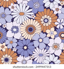 Patrón de Vector sin fisuras con flores vintage decorativas dibujadas a mano. Fondo floral retro. Perfecto para el diseño textil, Fondo de pantalla o estampado.