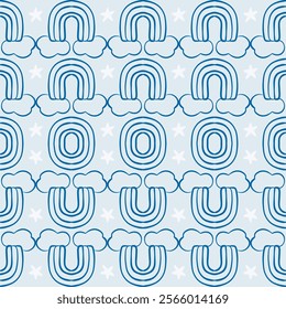 Seamless vector pattern with hand drawn rainbows cute design for fabric, baby clothes, textile, wallpaper, wrapping