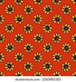 Seamless vector pattern with hand drawn flowers. Floral design for textile, fabric, wallpaper, wrapping paper and other surfaces.