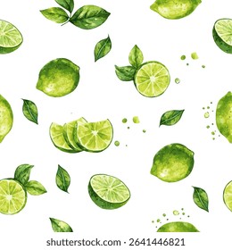 Seamless vector pattern with hand drawn pieses of lime.