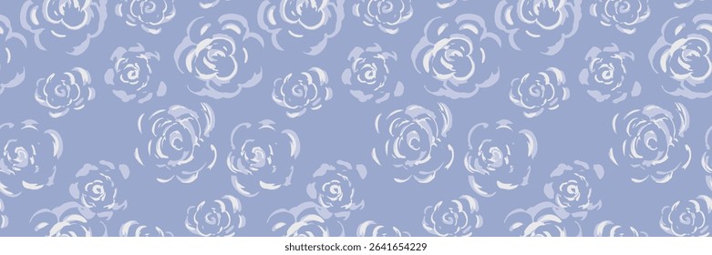 Seamless vector pattern with hand drawn abstract roses in pastel blue tones. Artistic floral design ideal for textiles, wallpapers, wedding decor, packaging, and branding