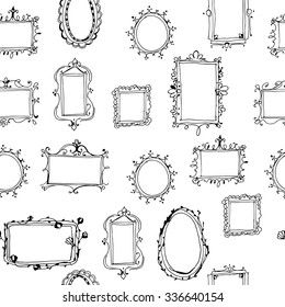 Seamless vector pattern with hand drawn frames.