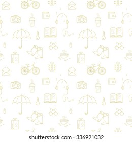 Seamless vector pattern with hand drawn elements.