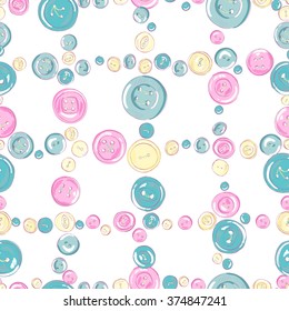 seamless vector pattern of hand drawn buttons