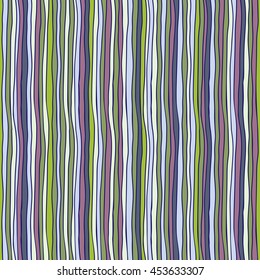 Seamless vector pattern - hand drawn background with bright stripes and waves in blue and purple colors